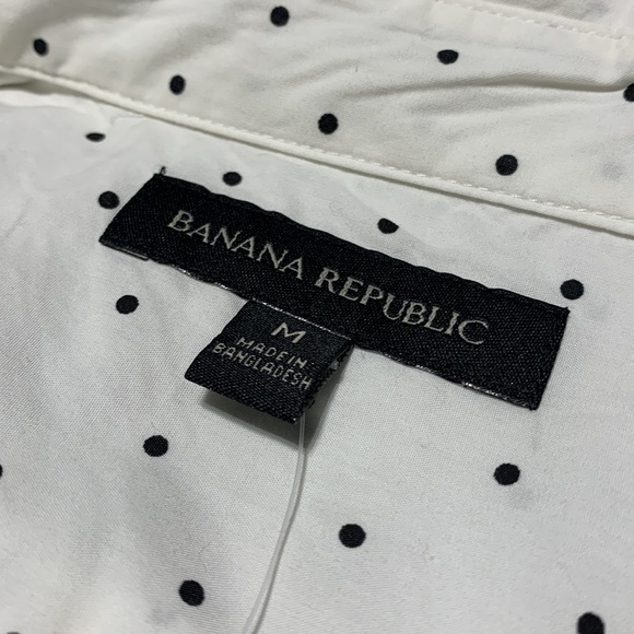 Banana Republic White & Black Polka Dot Button Down Shirt Size M NWT - Picture 9 of 13